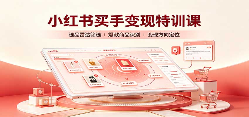 小红书买手变现特训课:账号定位养号起号,选品挂车,笔记标题封面全套教学-旺仔资源库