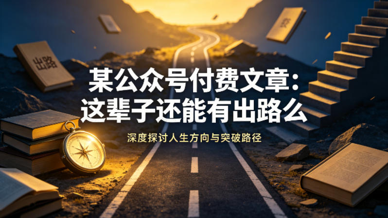 某公众号付费文章：这辈子还能有出路么-旺仔资源库
