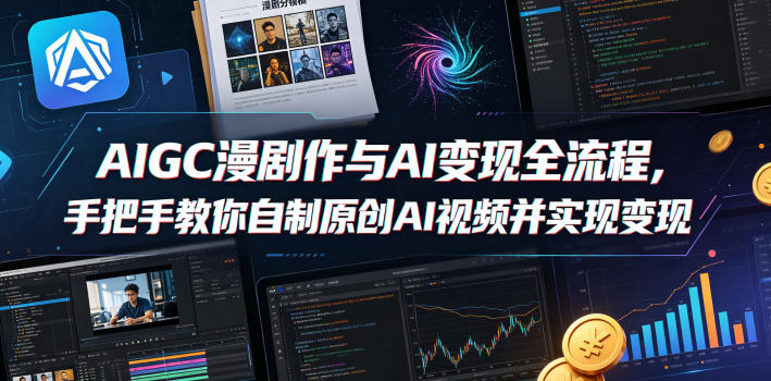 AIGC漫剧创作与AI变现全流程，手把手教你自制原创AI视频并实现变现-旺仔资源库
