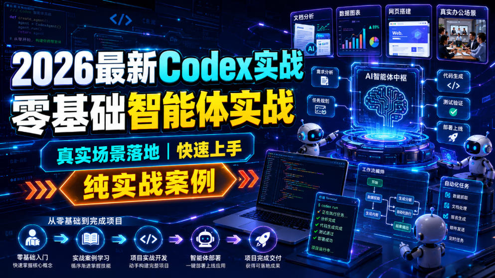 2026最新Codex实战零基础智能体实战,真实场景落地,快速上手,纯实战案例-旺仔资源库