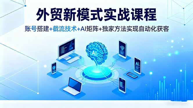 外贸新模式实战课程，账号搭建+截流技术+AI矩阵+独家方法实现自动化获客-旺仔资源库