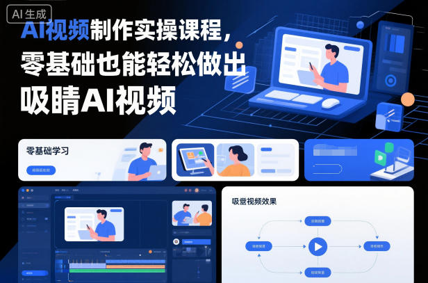 AI视频制作实操课程，零基础也能轻松做出吸睛AI视频-旺仔资源库