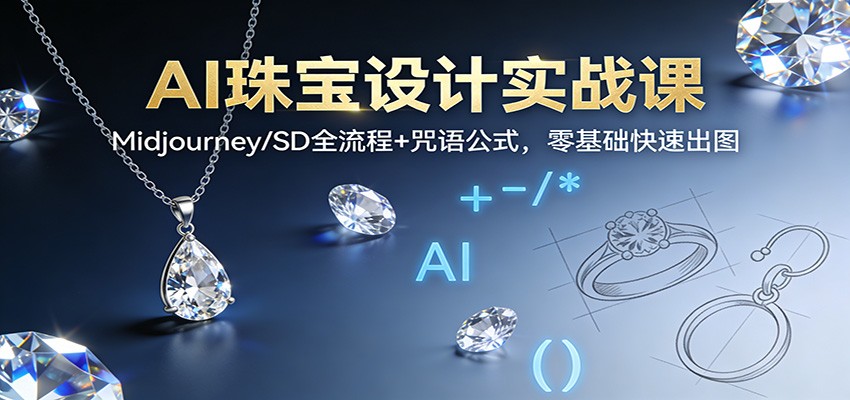 AI珠宝设计实战课:Midjourney/SD全流程+咒语公式,零基础快速出图-旺仔资源库