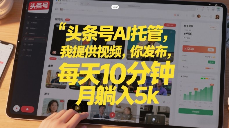 头条号AI托管,我提供视频,你发布,每天10分钟,月躺入5k+【揭秘】-旺仔资源库