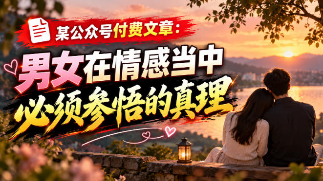 某公众号付费文章：男女在情感当中必须参悟的真理-旺仔资源库