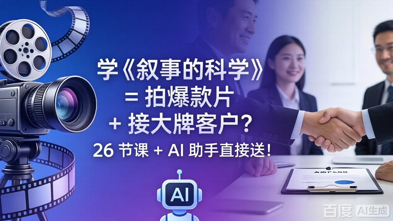 学《叙事的科学》= 拍爆款片 + 接大牌客户？26 节课 + AI 助手直接送！-旺仔资源库