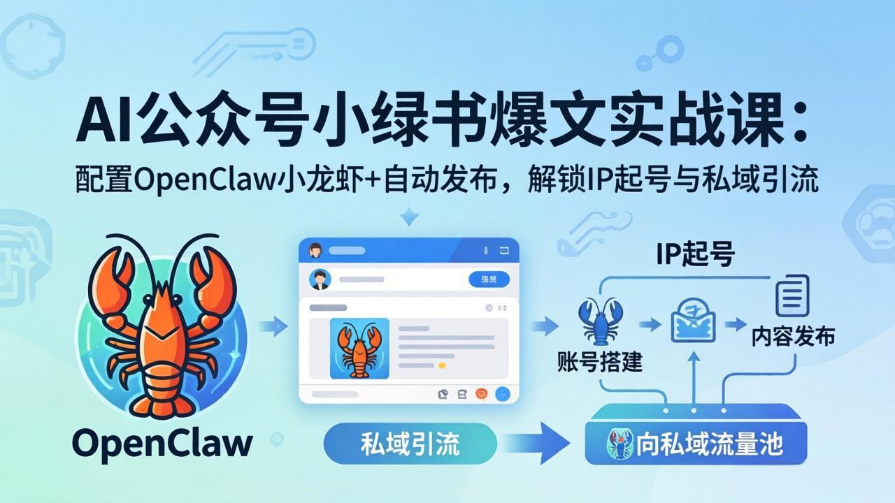 AI公众号小绿书变现实战课：小绿书爆文写作+OpenClaw自动发布，解锁IP起号与私域引流-旺仔资源库