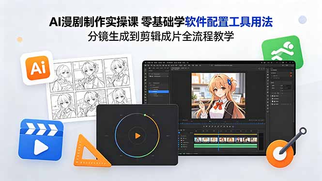 AI漫剧制作实操课 零基础学软件配置工具用法 分镜生成到剪辑成片全流程教学-旺仔资源库