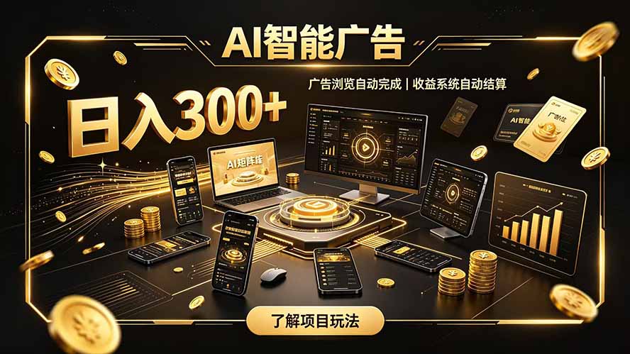 自研 AI 系统|轻资产起步|长期稳定收益|宝妈 上班族轻轻松松日入300+-旺仔资源库