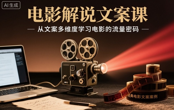 电影解说文案课,从文案多维度学习电影的流量密码-旺仔资源库