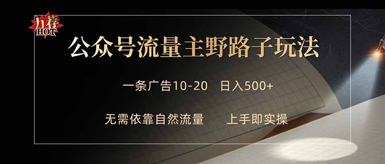 公众号流量主野路子玩法 单条广告10-20元 日入500+-旺仔资源库