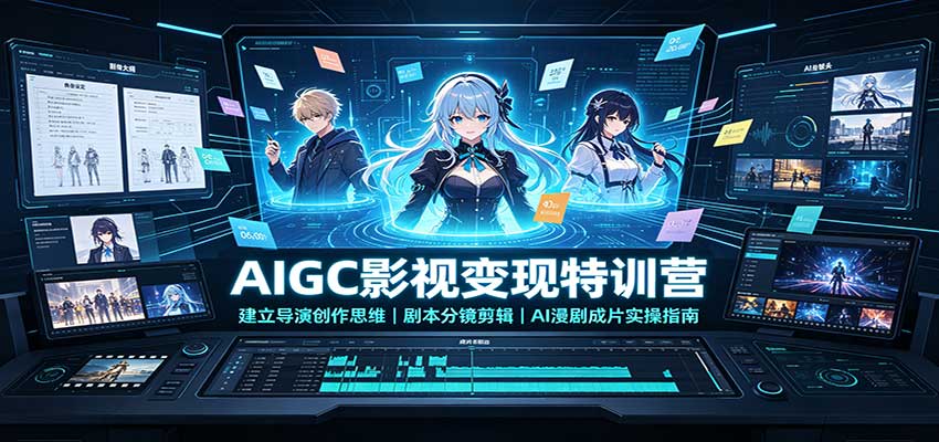 AIGC影视变现特训营:建立导演创作思维,剧本分镜剪辑,AI漫剧成片实操指南-旺仔资源库