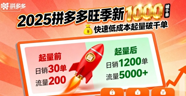 2025拼多多旺季新老店铺——快速低成本起量破千单-旺仔资源库