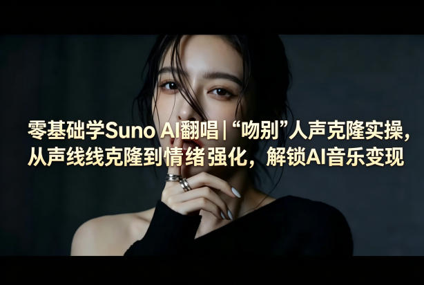 零基础学Suno AI翻唱｜《吻别》人声克隆实操，从声线克隆到情绪强化，解锁AI音乐变现-旺仔资源库