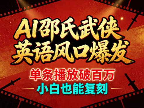 AI邵氏武侠英语风口爆发，单条播放破百万，小白也能复刻-旺仔资源库