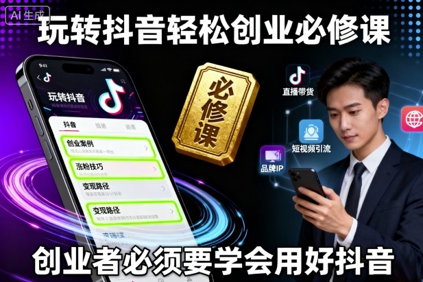 玩转抖音轻松创业必修课，创业者必须要学会用好抖音-旺仔资源库