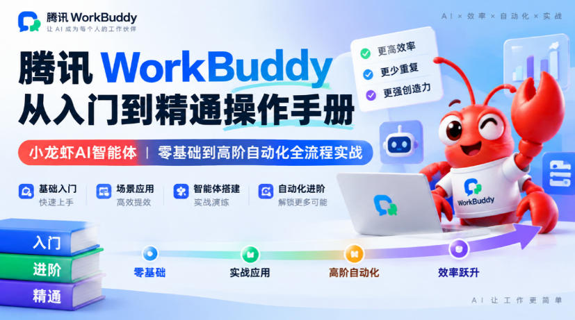 腾讯WorkBuddy从入门到精通操作手册｜小龙虾AI智能体，零基础到高阶自动化全流程实战【文档】-旺仔资源库