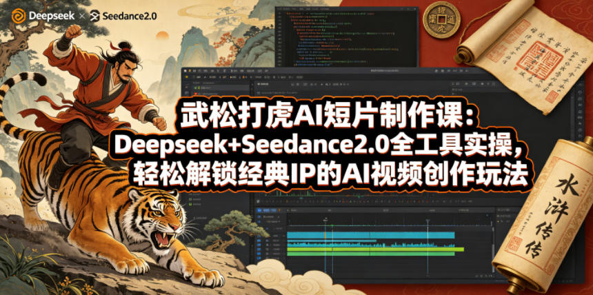 武松打虎AI短片制作课：Deepseek+Seedance2.0全工具实操，轻松解锁经典IP的AI视频创作玩法-旺仔资源库