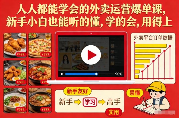 人人都能学会的外卖运营爆单课，新手小白也能听的懂，学的会，用得上-旺仔资源库