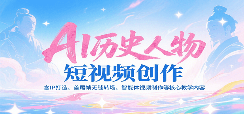AI历史人物短视频创作，含IP打造、首尾帧无缝转场、智能体视频制作等核心教学内容-旺仔资源库