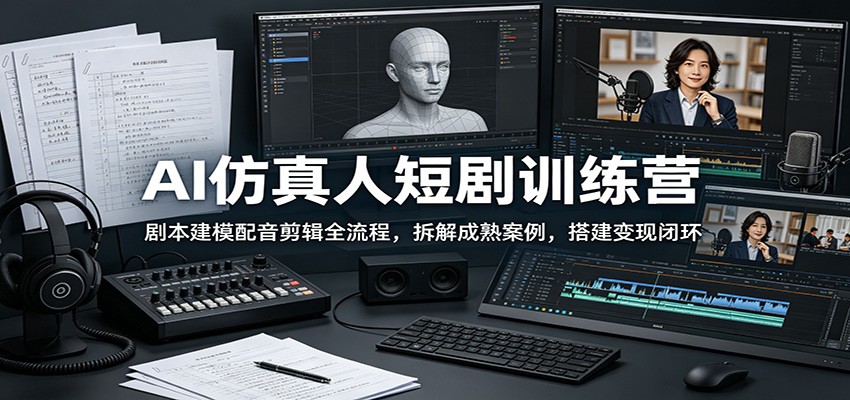 AI仿真人短剧训练营：剧本建模配音剪辑全流程，拆解成熟案例，搭建变现闭环-旺仔资源库