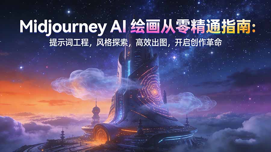 Midjourney AI绘画从零精通指南：提示词工程，风格探索，高效出图，开启创作革命-旺仔资源库