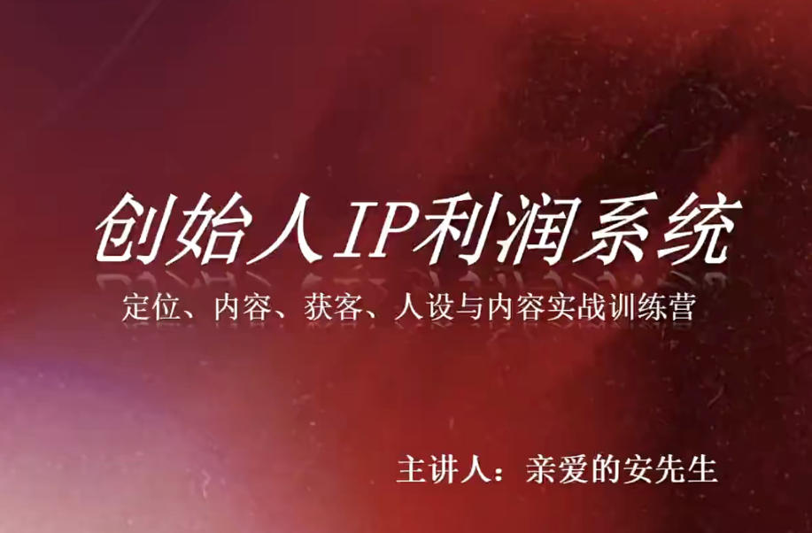 创始人IP利润系统8月训练营，定位、内容、获客、人设与内容实战训练营-旺仔资源库