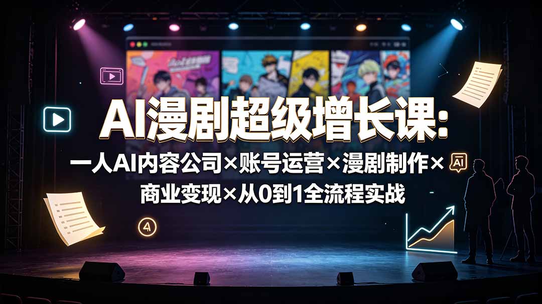 AI漫剧超级增长课:一人AI内容公司×账号运营×漫剧制作×商业变现×从0到1全流程实战-旺仔资源库