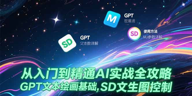 从入门到精通AI实战全攻略，GPT文本绘画基础，MJ参数详解，SD文生图控制-旺仔资源库