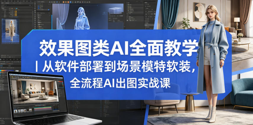 效果图类AI全面教学｜从软件部署到场景模特软装，全流程AI出图实战课-旺仔资源库