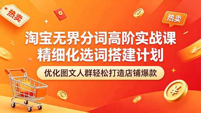 淘宝无界分词高阶实战课 精细化选词搭建计划 优化图文人群轻松打造店铺爆款-旺仔资源库