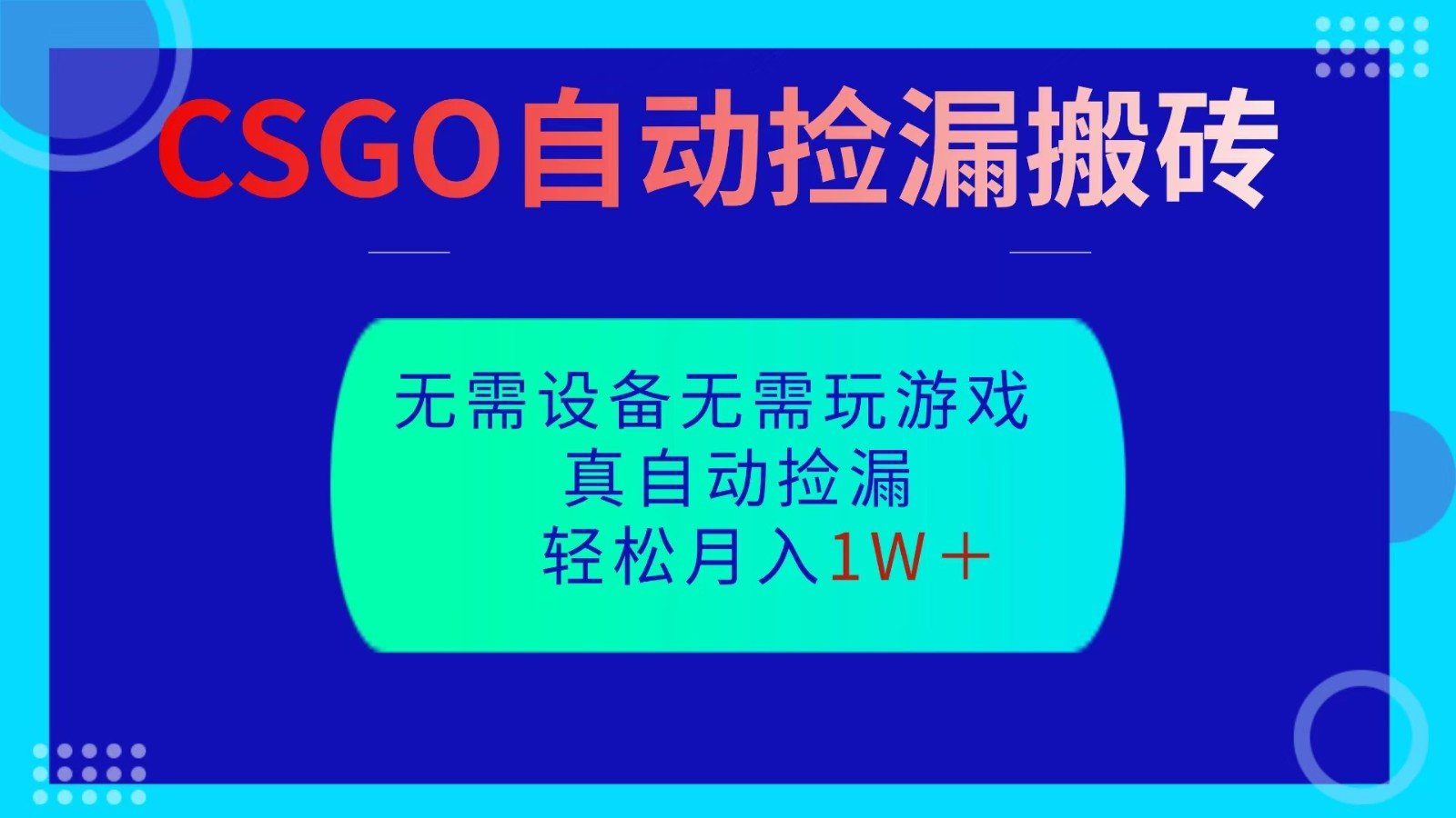 CSGO自动捡漏搬砖,当天操作当天见结果,无需了解游戏,包教包会包落地-旺仔资源库