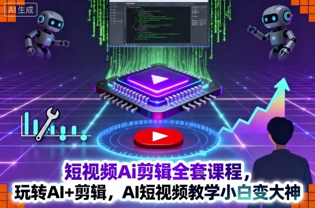 短视频Ai剪辑全套课程,玩转AI+剪辑,AI短视频教学小白变大神-旺仔资源库