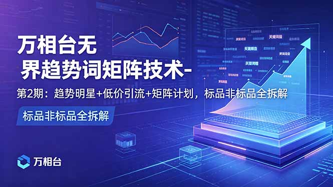 万相台无界趋势词矩阵技术-第2期:趋势明星+低价引流+矩阵计划,标品非标品全拆解-旺仔资源库