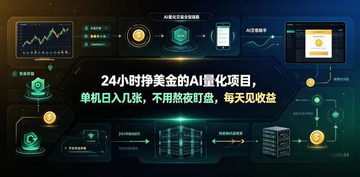 24小时挣美金的AI量化项目,单机日入几十美刀,不用熬夜盯盘,每天见收益【揭秘】-旺仔资源库