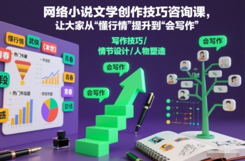 网络小说文学创作技巧咨询课，让大家从“懂行情”提升到”会写作”的高度-旺仔资源库