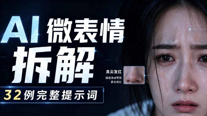 AI微表情拆解提示词合集，精准调控AI角色表情，可直接复用，0基础也能调出影视级表情变化-旺仔资源库