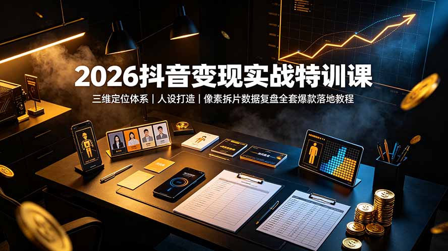 2026抖音变现实战特训课:三维定位体系|人设打造|像素拆片数据复盘全套爆款落地教程-旺仔资源库