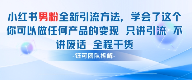 小红书男粉引流 学会了这个变现很容易，不讲废话全程针对男人的打法 全程干货-旺仔资源库
