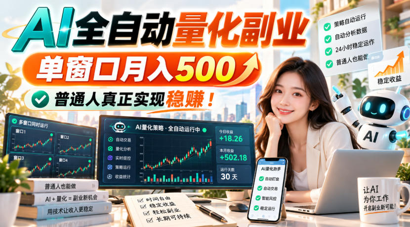 AI全自动量化副业,单窗口月入500,普通人真正实现稳賺!【揭秘】-旺仔资源库