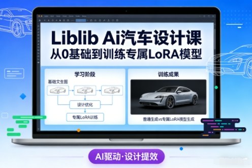 Liblib Ai汽车设计课，从0基础文生图，到教你训练专属设计和风格LoRA模型-旺仔资源库