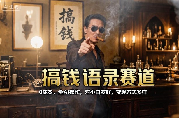 搞钱语录赛道，0成本，全AI操作，对小白友好，变现方式多样-旺仔资源库
