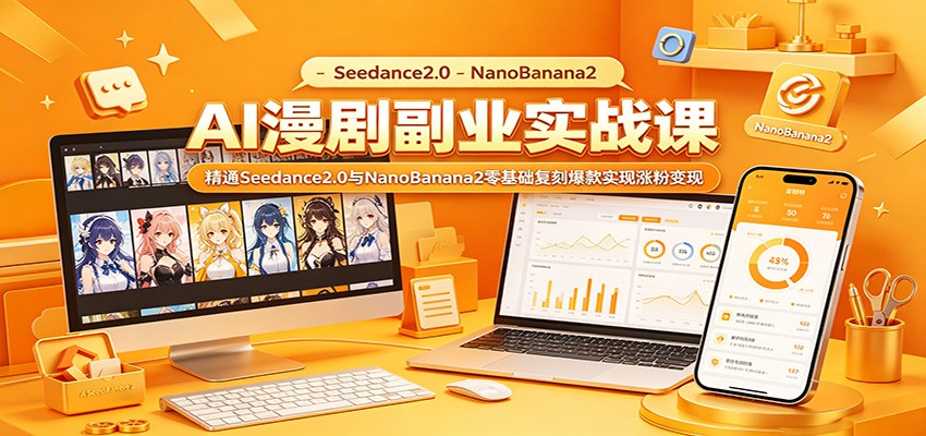 AI漫剧副业实战课:精通Seedance2.0与NanoBanana2零基础复刻爆款实现涨粉变现-旺仔资源库