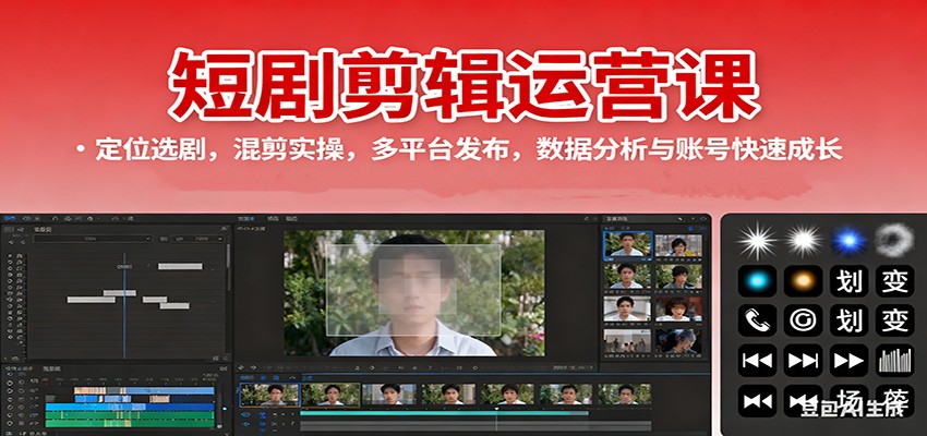 短剧剪辑运营课:定位选剧,混剪实操,多平台发布,数据分析与账号快速成长-旺仔资源库