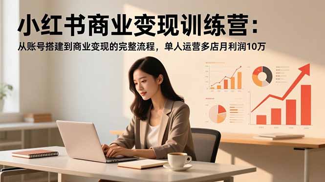 小红书商业变现训练营：从账号搭建到商业变现的完整流程，单人运营多店月利润10万-旺仔资源库
