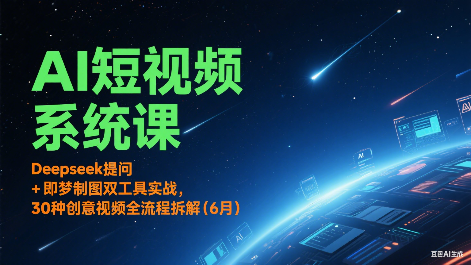 AI短视频系统课：Deepseek提问 + 即梦制图双工具实战，30种创意视频全流程拆解(6月)-旺仔资源库
