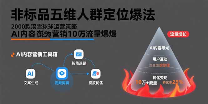非标品五维人群定位法，2000款滚雪球运营策略，AI内容营销10万流量引爆-旺仔资源库
