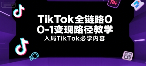 TikTok全链路0-1变现路径教学，入局TikTok必学内容-旺仔资源库