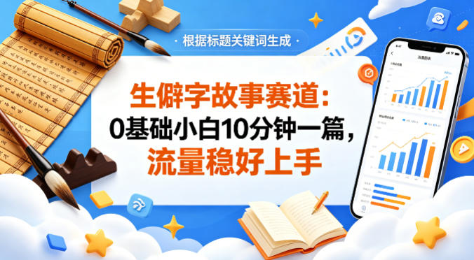 公众号流量主——生僻字故事赛道，流量稳，好上手，0基础小白也能10分钟一篇-旺仔资源库