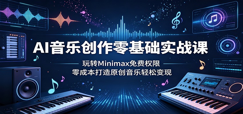AI音乐创作零基础实战课：玩转Minimax免费权限，零成本打造原创音乐轻松变现-旺仔资源库